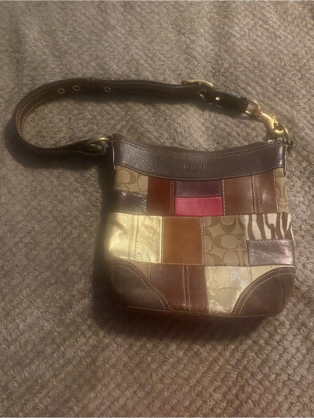 Coach Patchwork Leather Crossbody Bag in Brown Multi